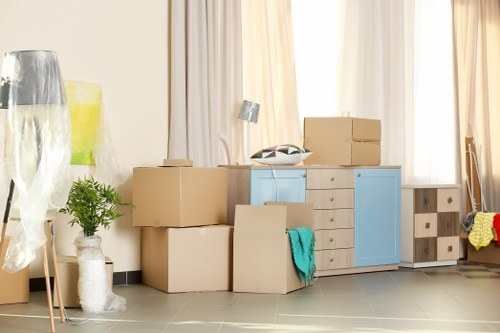 House removals team preparing furniture for a move in Harrow