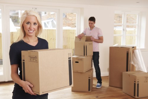 Packed moving boxes ready for a house relocation in Harrow