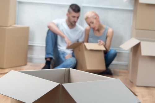 Packed moving boxes ready for house removals in Harrow