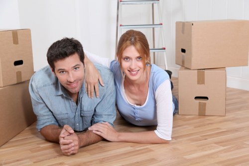 Packed business items organised for a smooth commercial relocation in Harrow