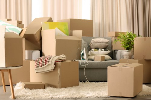 Business storage space in Harrow with stacked boxes and stock